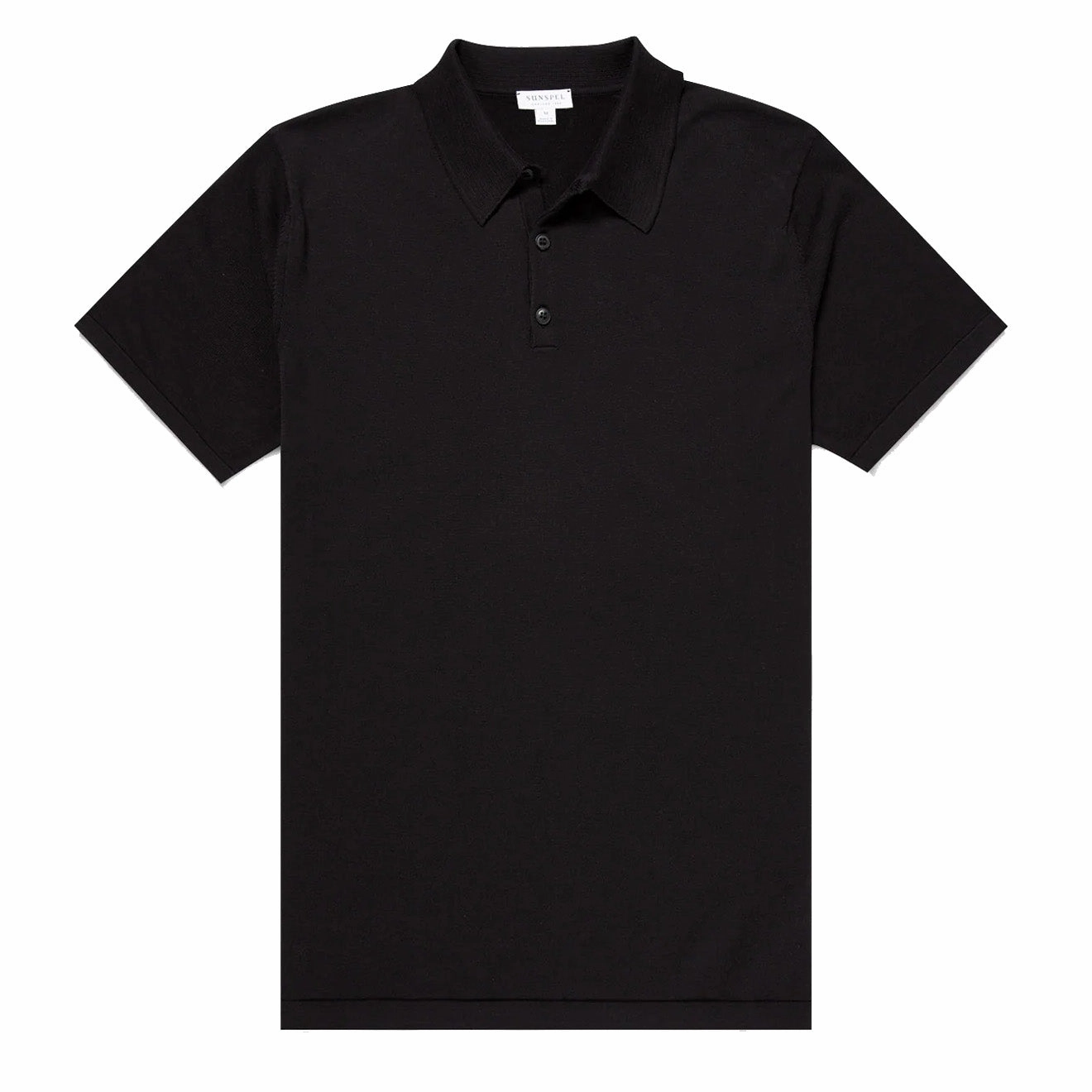 Sunspel Sea Island Cotton Polo Shirt Black mens t-shirts outlet