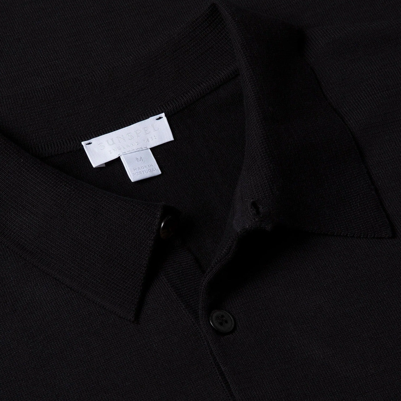 Sunspel Sea Island Cotton Polo Shirt Black