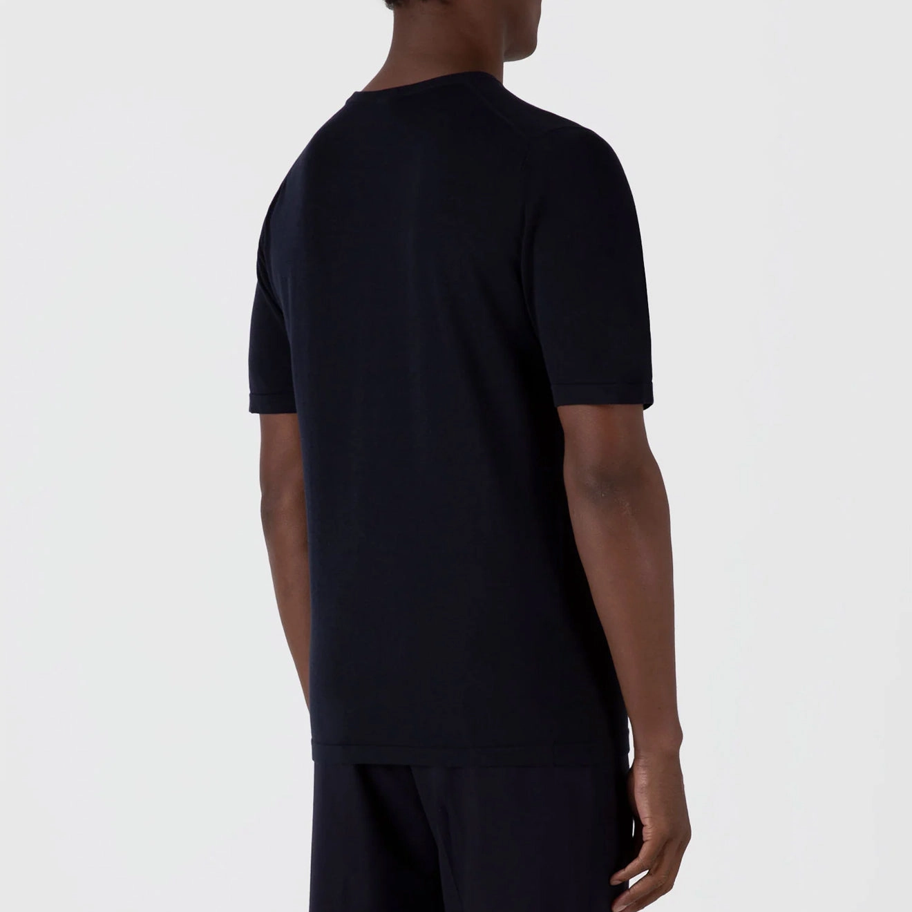 Sunspel Sea Island Crew S/S Knitwear Light Navy