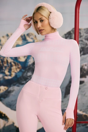 Super Sculpt Seamless Houndstooth Bodysuit in Pastel Pink Tops - basic tees cheap