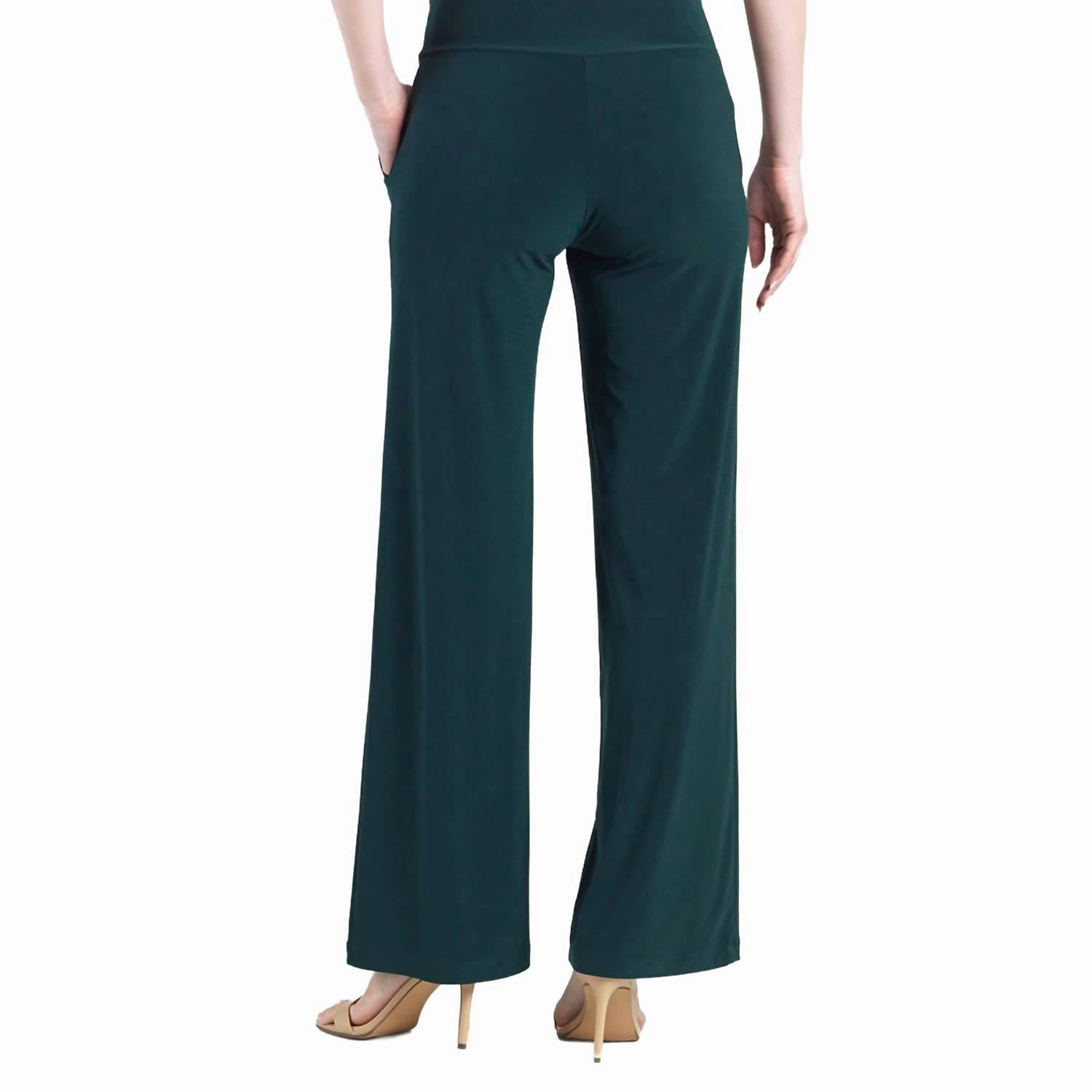 Super Soft Knit Wide Leg Pants In Hunter Green