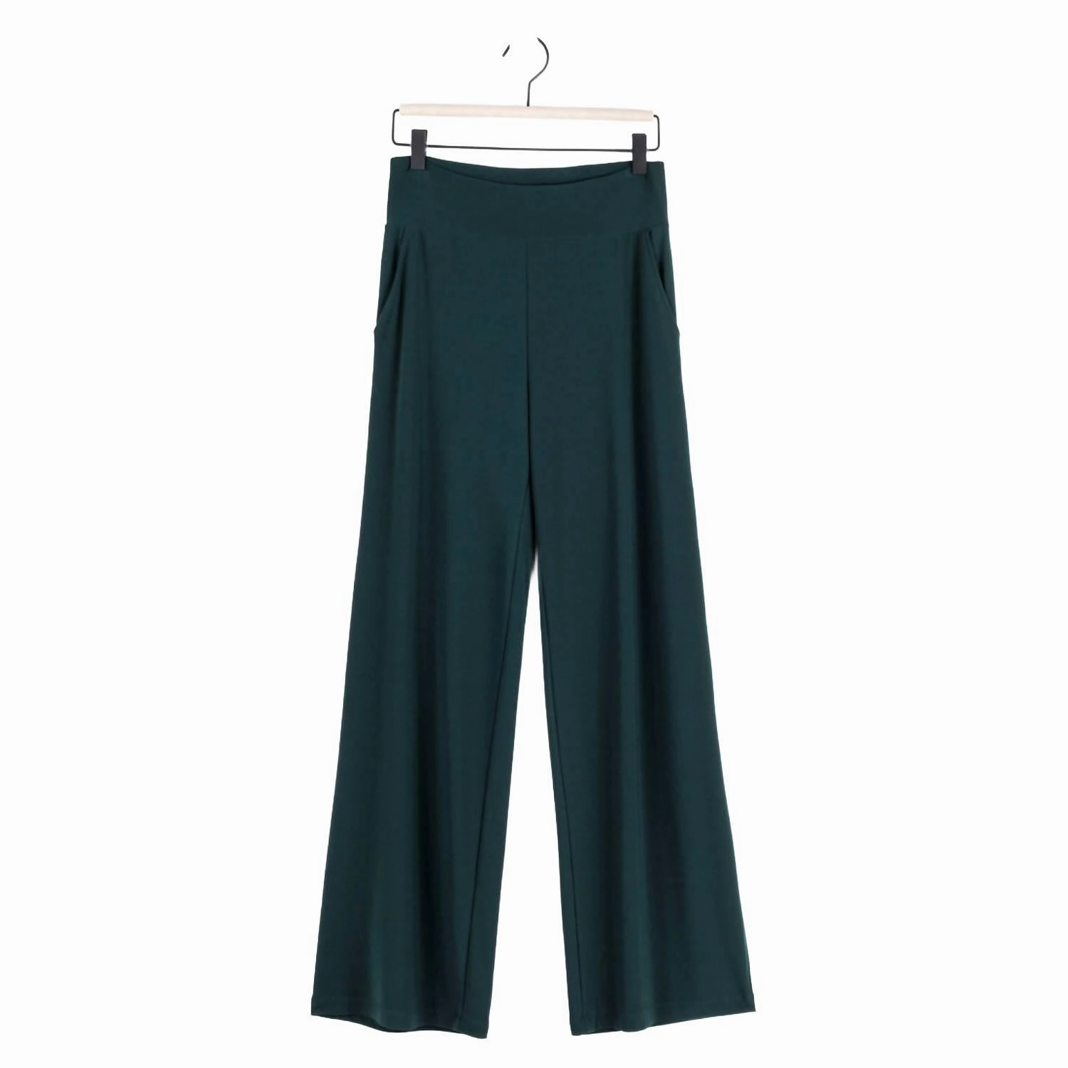 Super Soft Knit Wide Leg Pants In Hunter Green