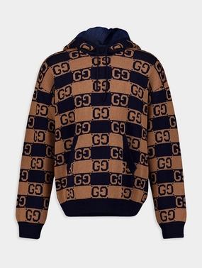 Supreme GG Intarsia-Knit Hoodie Knitwear Mens - men's sweaters sale