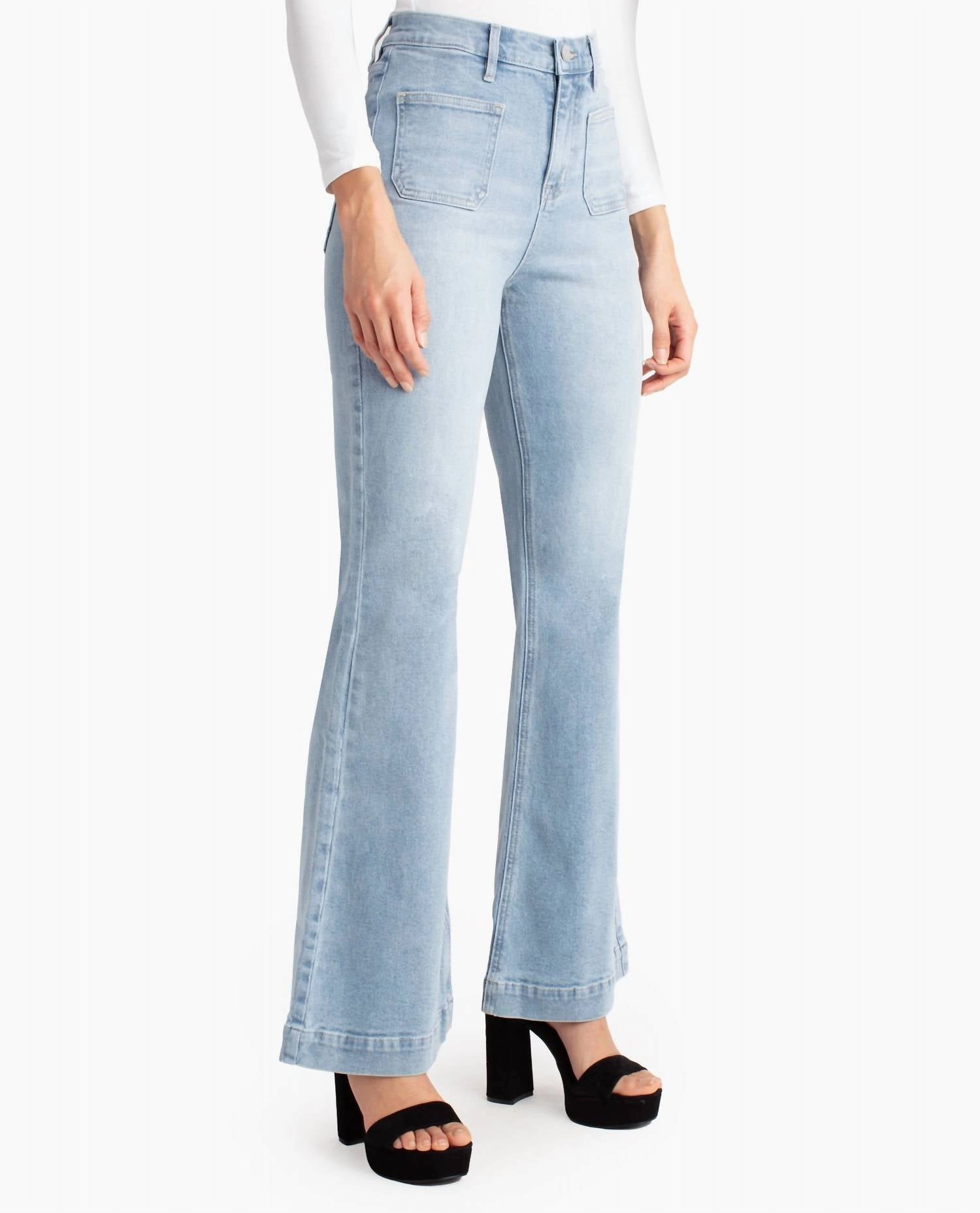 Sutton Place High Rise Flare Jean In Light Blue
