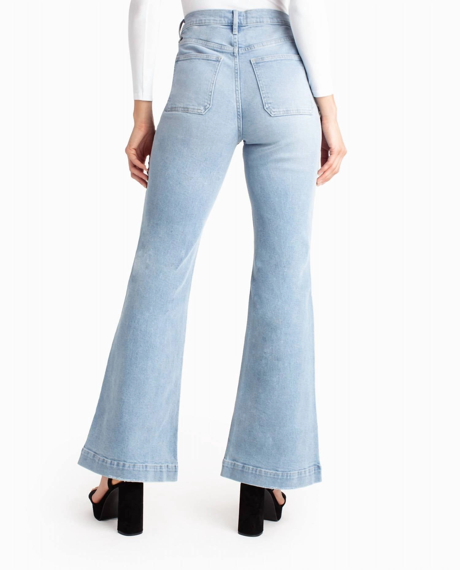 Sutton Place High Rise Flare Jean In Light Blue
