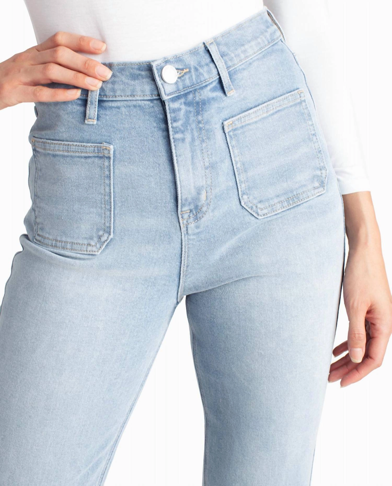 Sutton Place High Rise Flare Jean In Light Blue