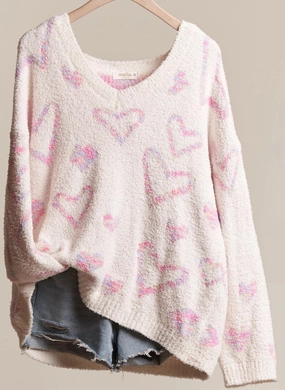 Sweet Heart Sweater In Pink Tops Womens - lace tops sale