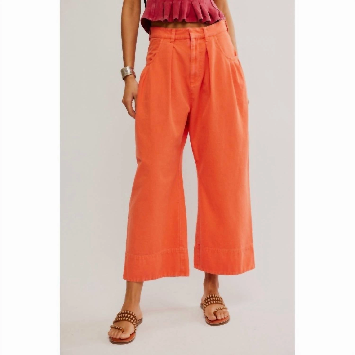 Sweet Talk Chino Pants In Red Mango womens linen pants discount