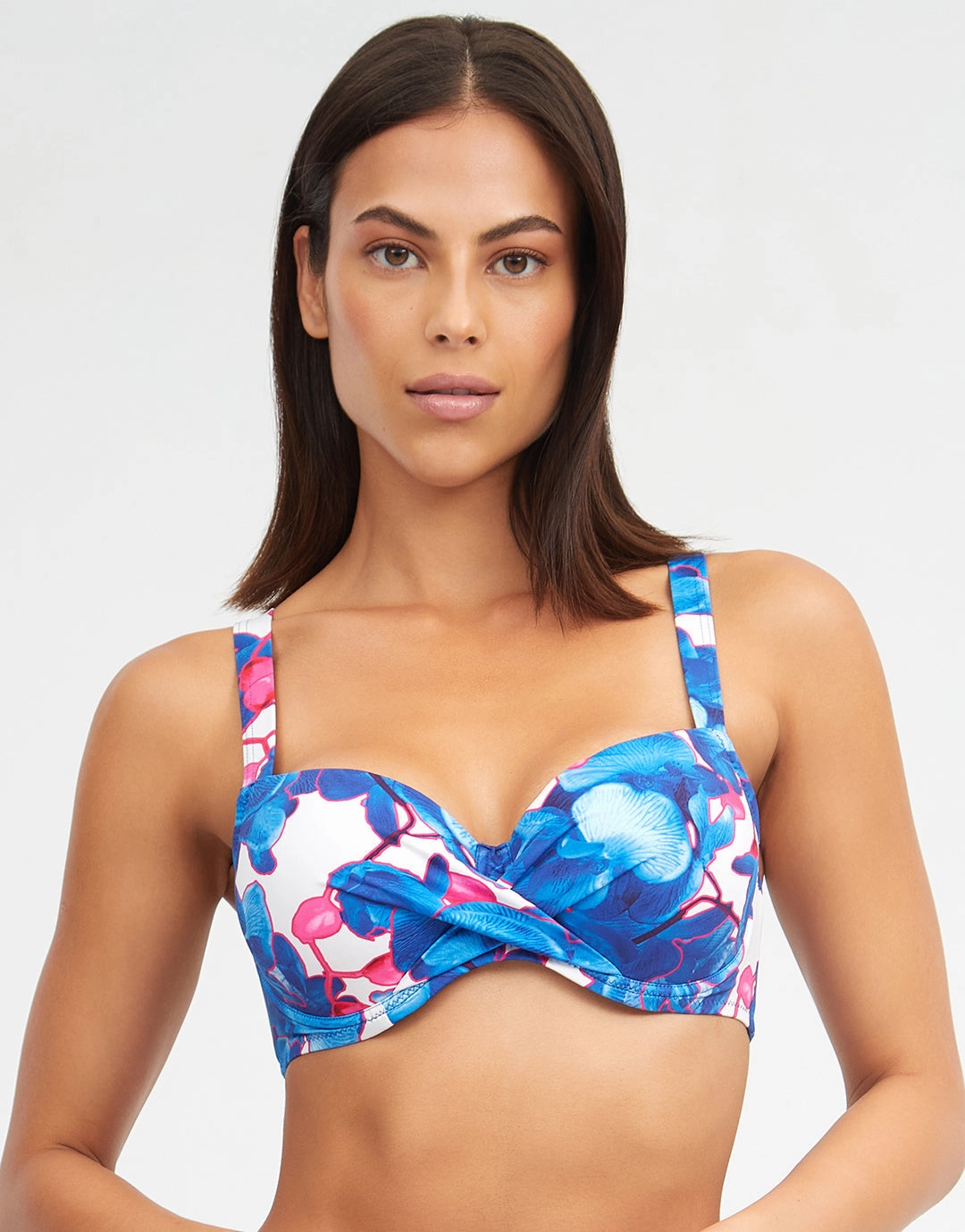 Tahiti Moulded Underwired Bikini Top - Blue Floral Swim Womens - beachwear discount