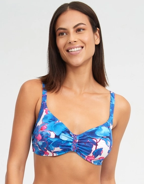 Tahiti Underwired Bikini Top - Blue Floral Swim Womens - beachwear discount