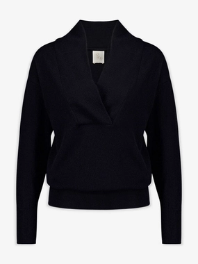 Talassa Black Crossed V-Neck Cashmere Sweater Knitwear Womens - women's knitwear cheap