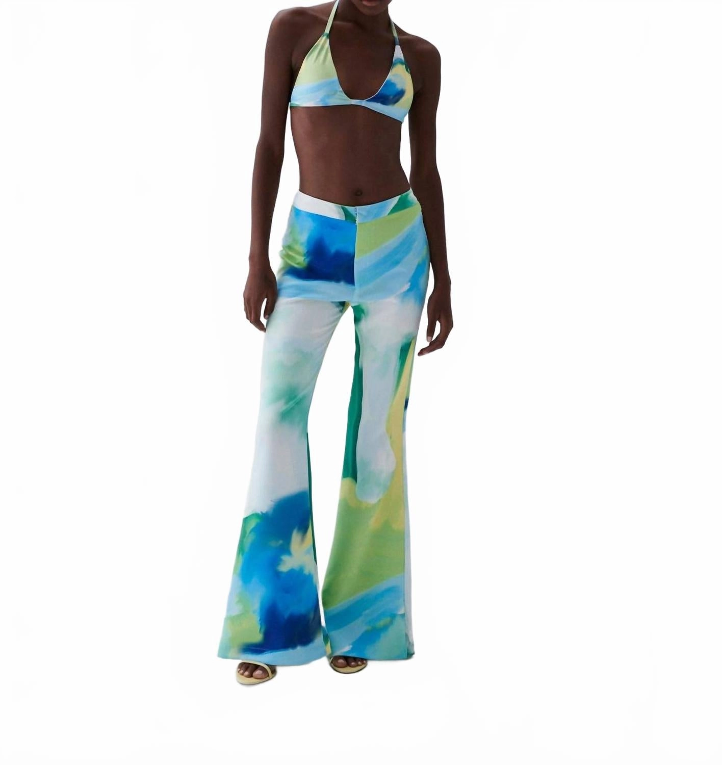 Tallo High-Waisted Flared Leg Pants In Print Bosco