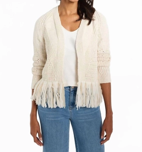 Tape Fringe Cardigan In Canvas Tops Womens - halter tops sale