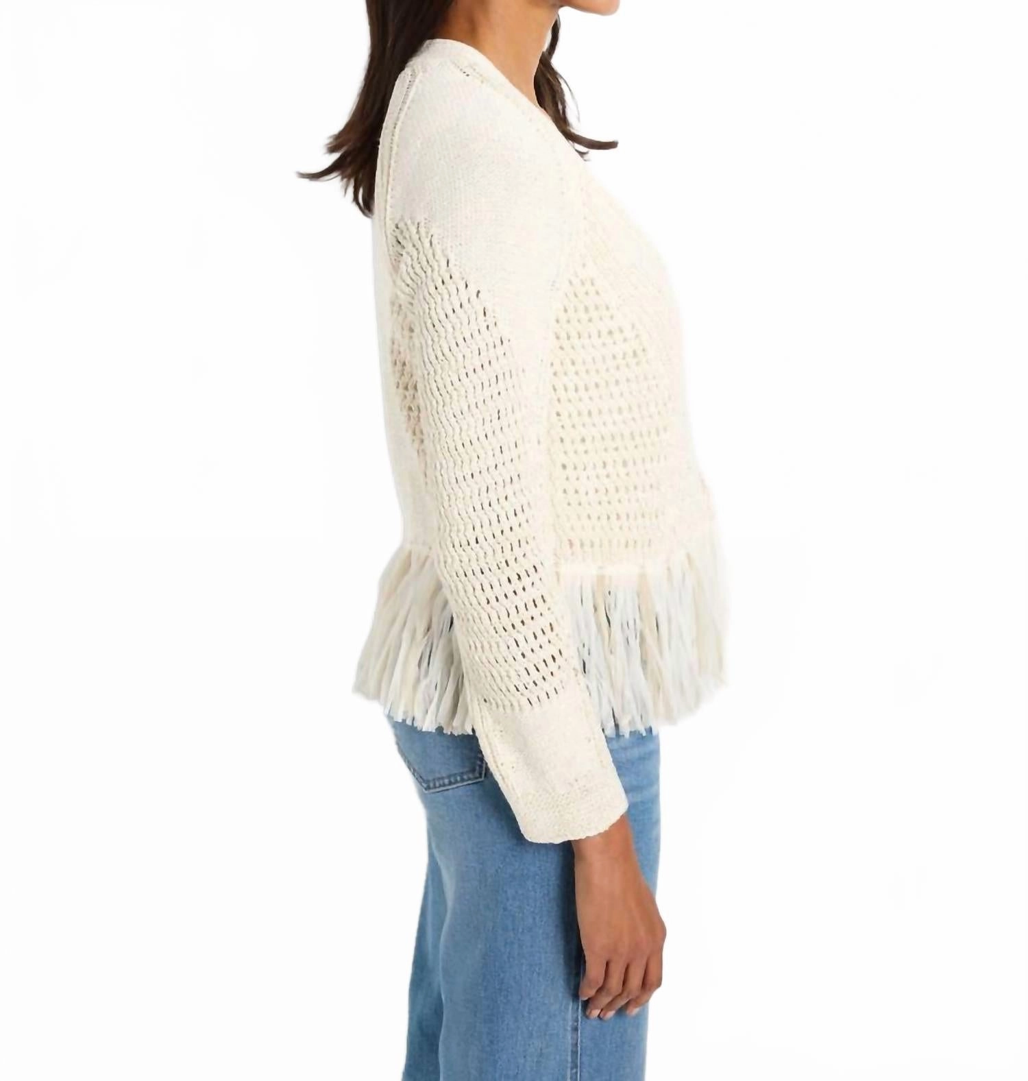Tape Fringe Cardigan In Canvas