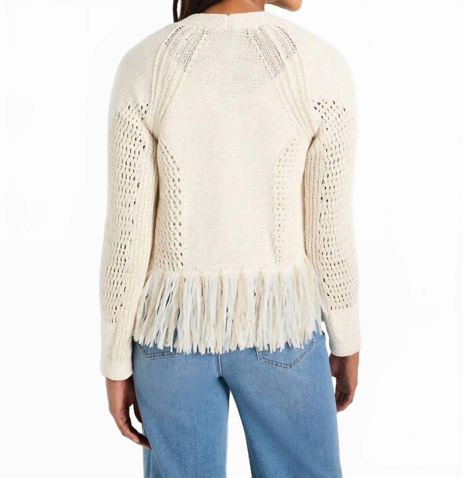 Tape Fringe Cardigan In Canvas