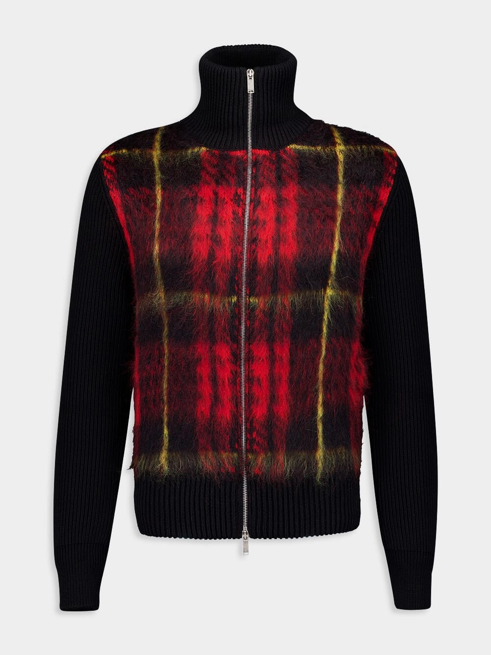 Tartan Zipped Knitted Cardigan