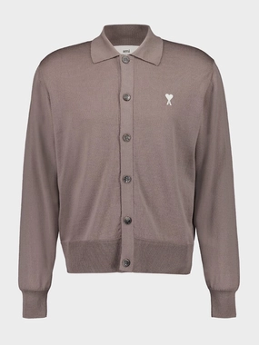 Taupe Buttoned Merino Wool Cardigan Knitwear Mens - men's sweaters sale