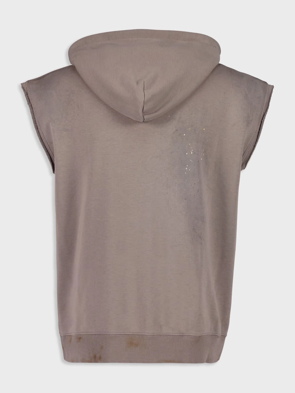 Taupe Sleeveless Hooded Sweat Jacket