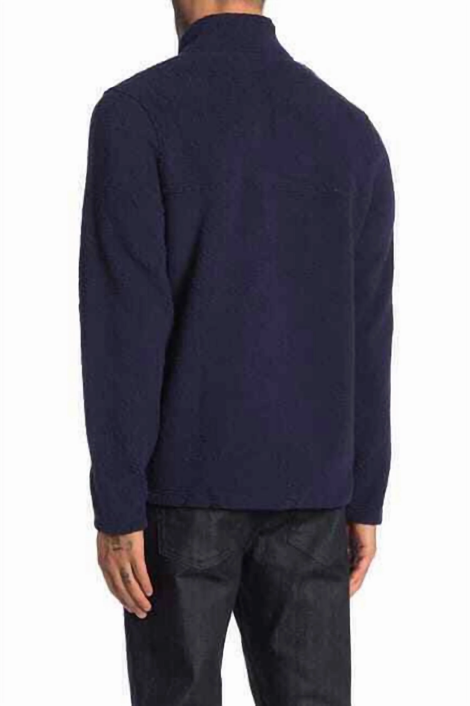 Teddy Faux Shearling Quarter Zip Sweater In Blue