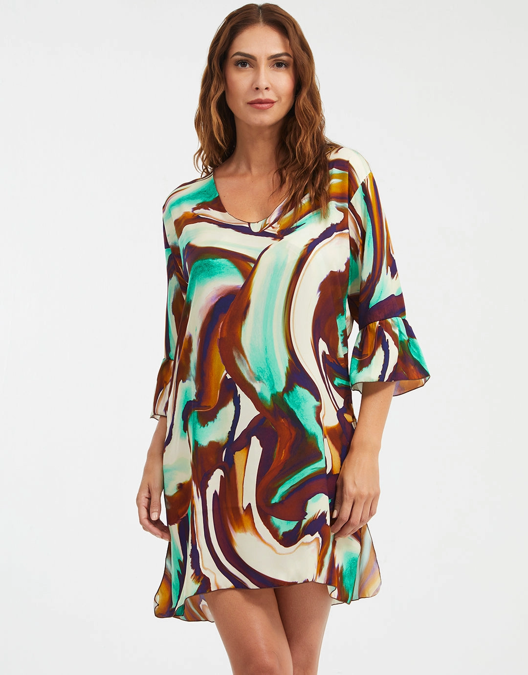 Telma Dress - Turquoise and Brown Swim Womens - bikinis clearance