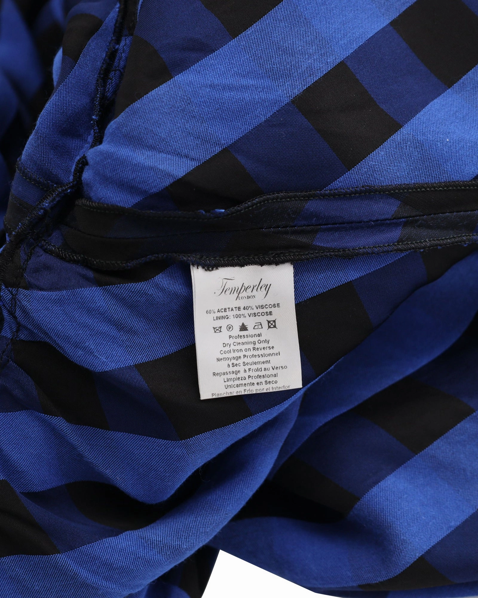 Temperley London Gathered Checked Skirt in Blue Acetate