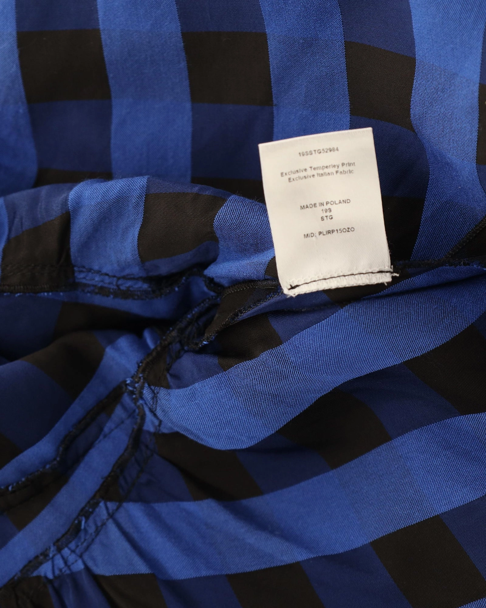 Temperley London Gathered Checked Skirt in Blue Acetate