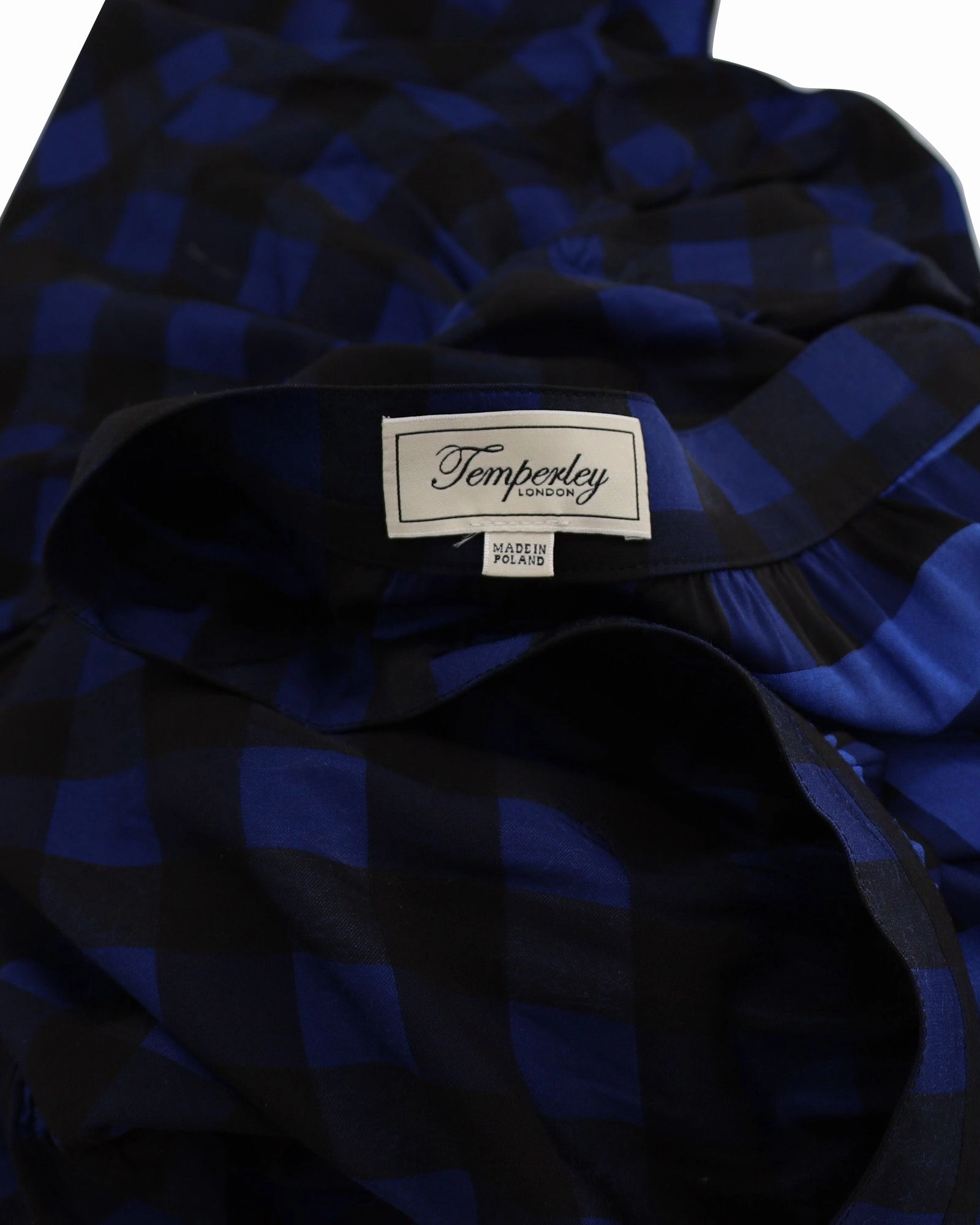 Temperley London Gathered Checked Skirt in Blue Acetate