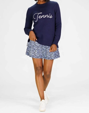 Tennis Sweater In Navy Tops Womens - embroidered tops sale