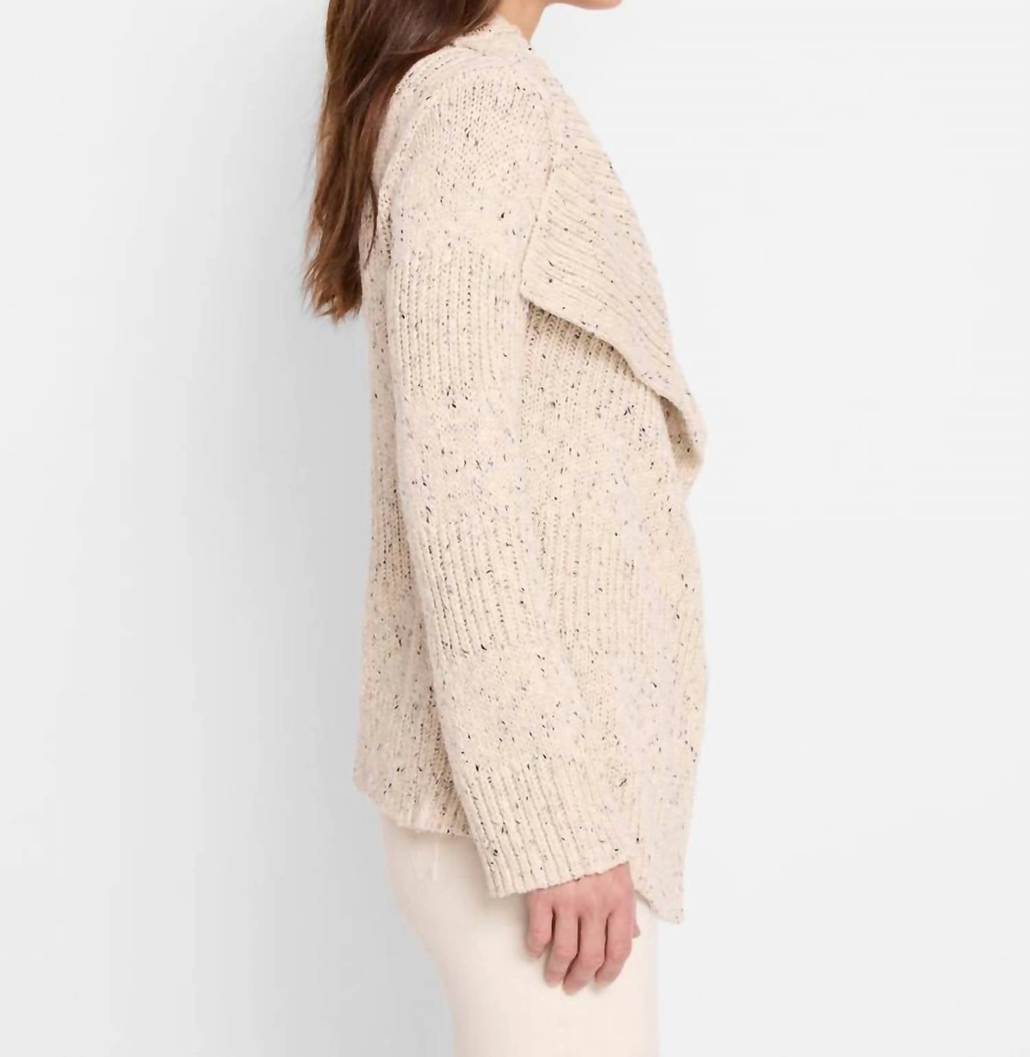 Texture Tweed Cardigan In Taupe