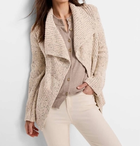 Texture Tweed Cardigan In Taupe Tops Womens - bodysuits clearance