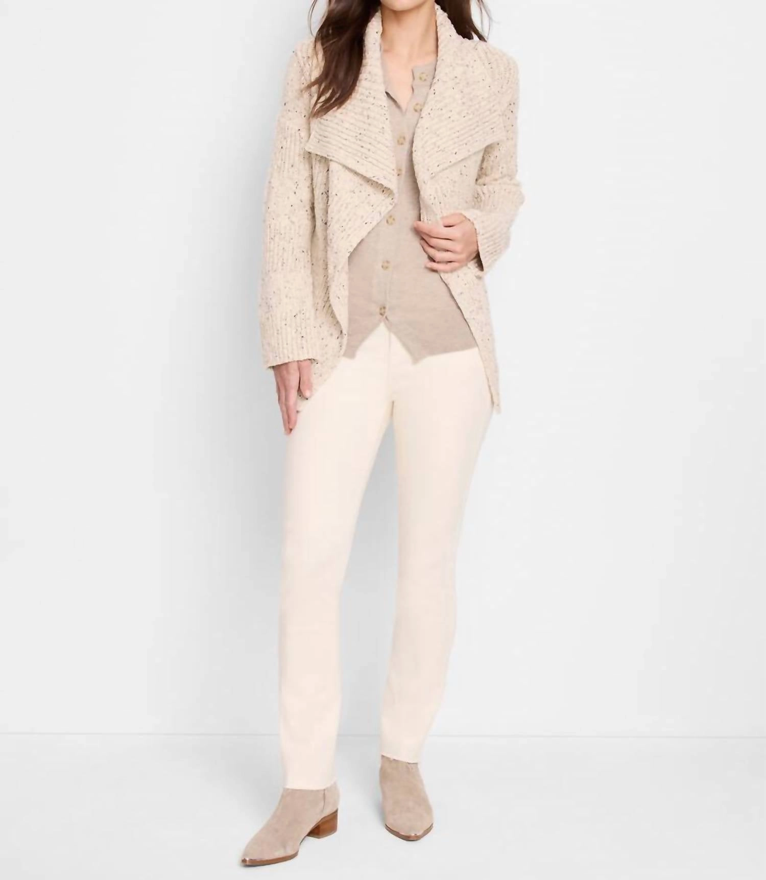 Texture Tweed Cardigan In Taupe