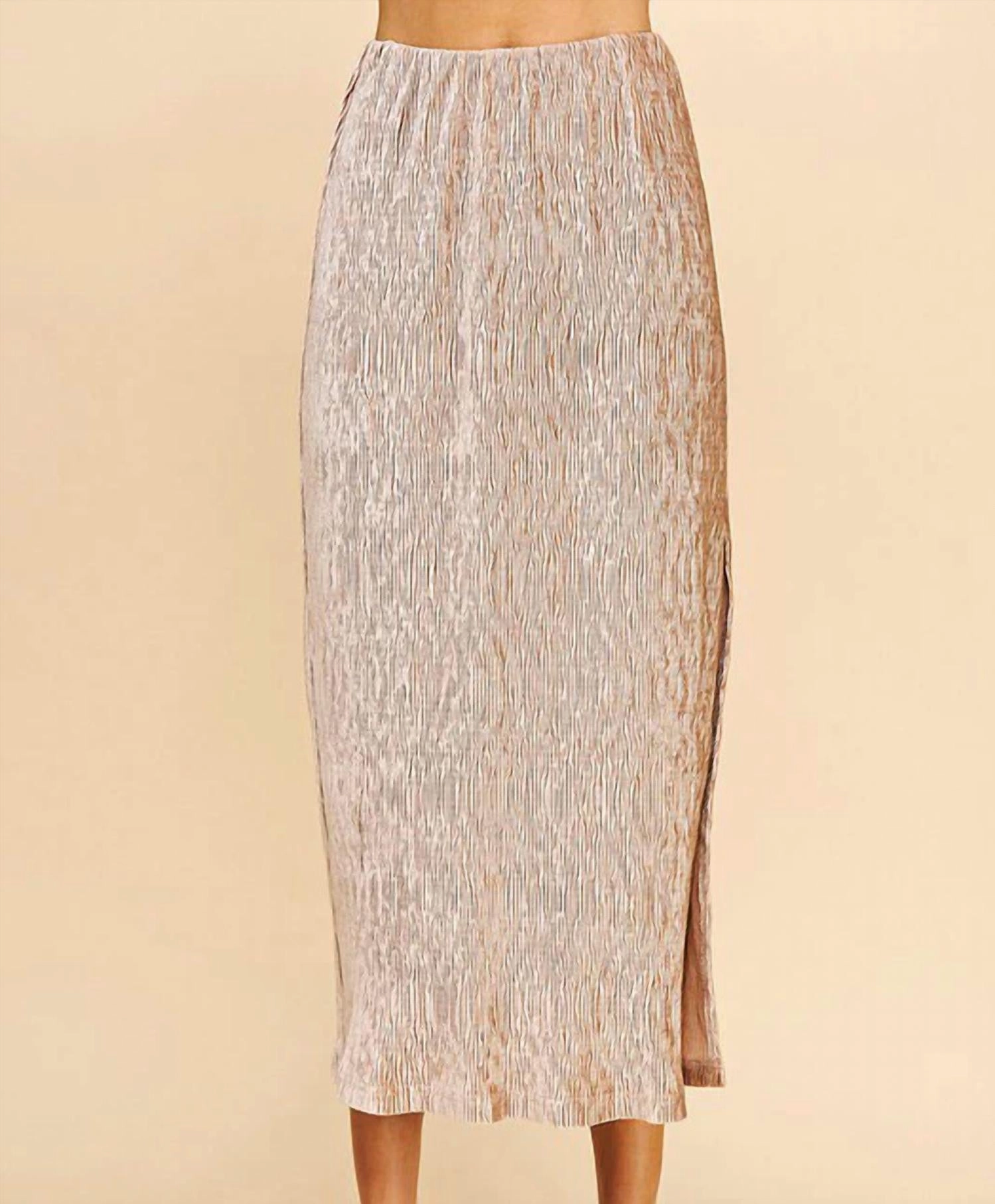 Textured Knit Midi Skirt In Oyster