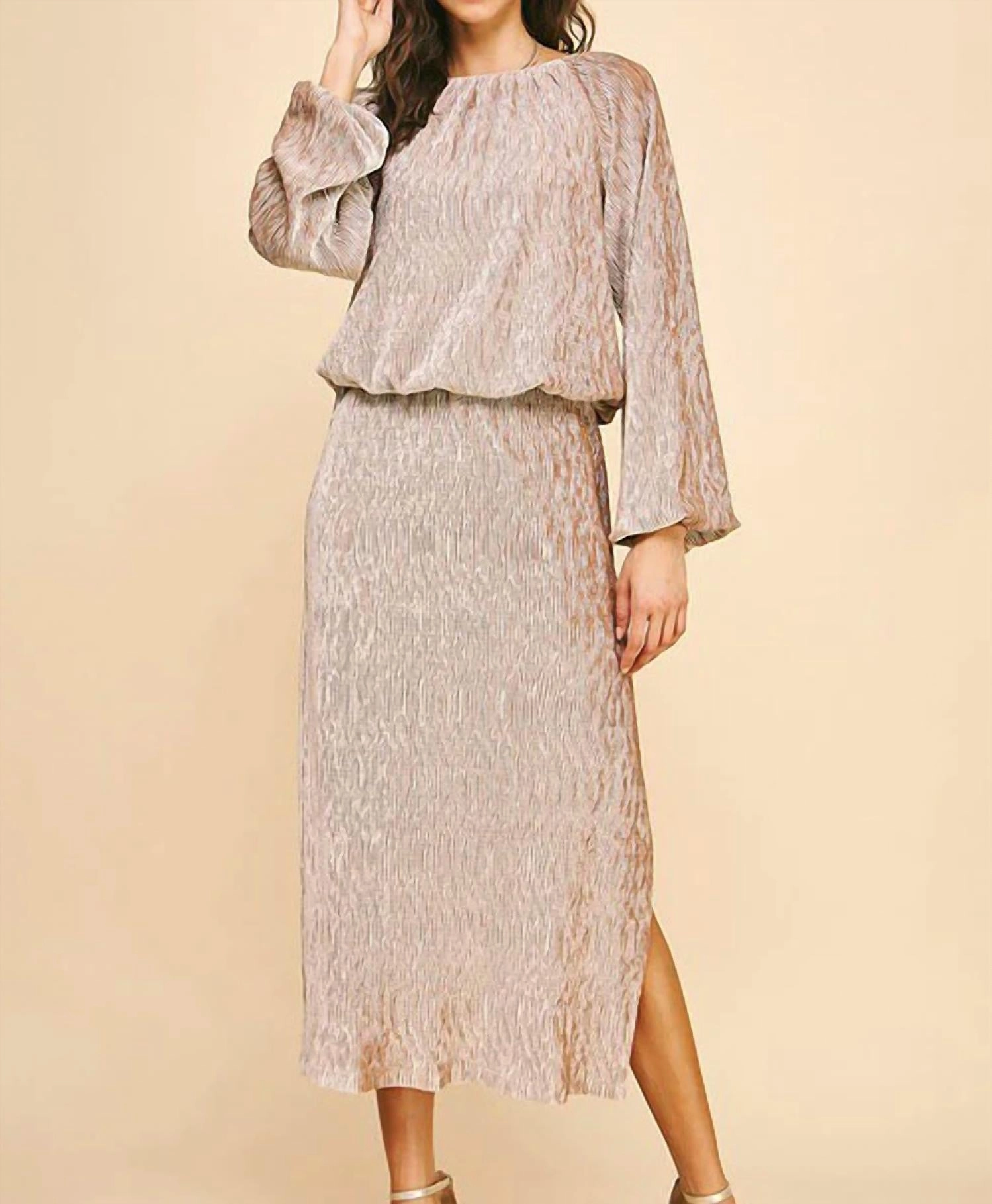 Textured Knit Midi Skirt In Oyster