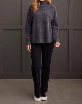 Textured Mock Neck Sweater In Charcoal Tops Womens - camisoles best price