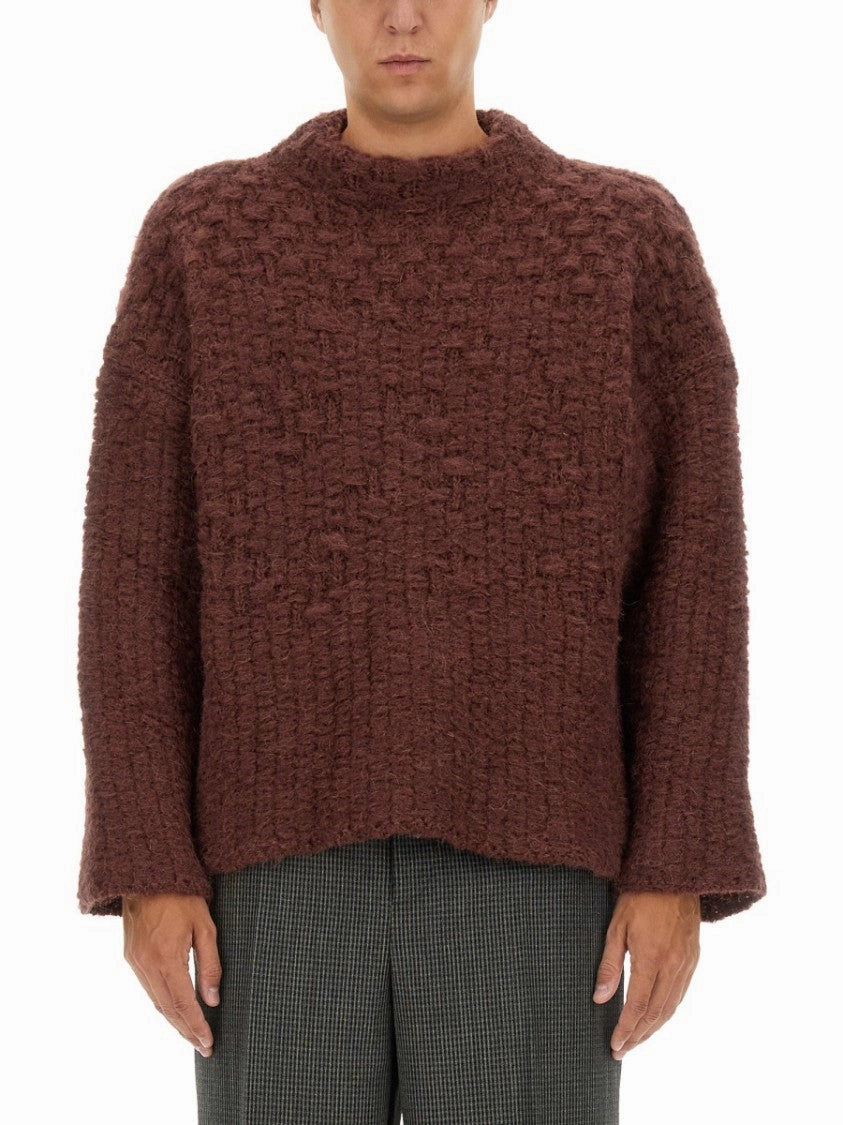 Textured Mohair Blend Knit With Flared Sleeves