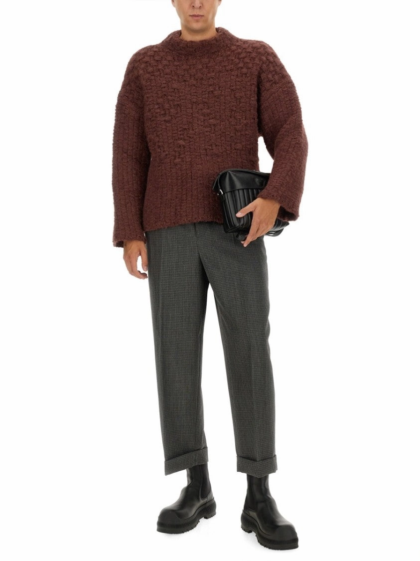 Textured Mohair Blend Knit With Flared Sleeves