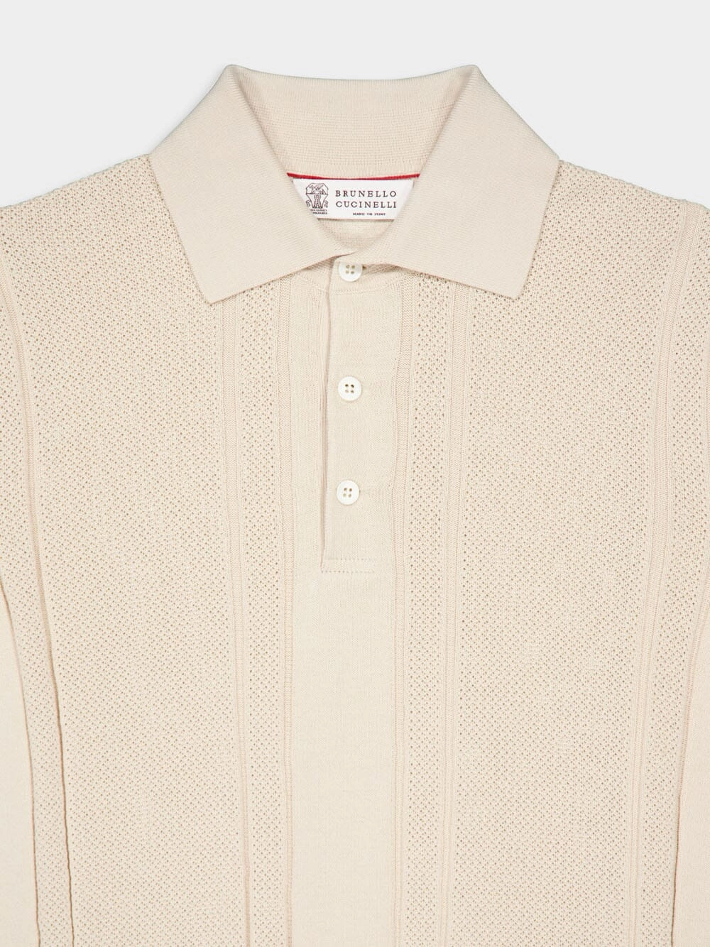 Textured Rib Knit Cotton Polo