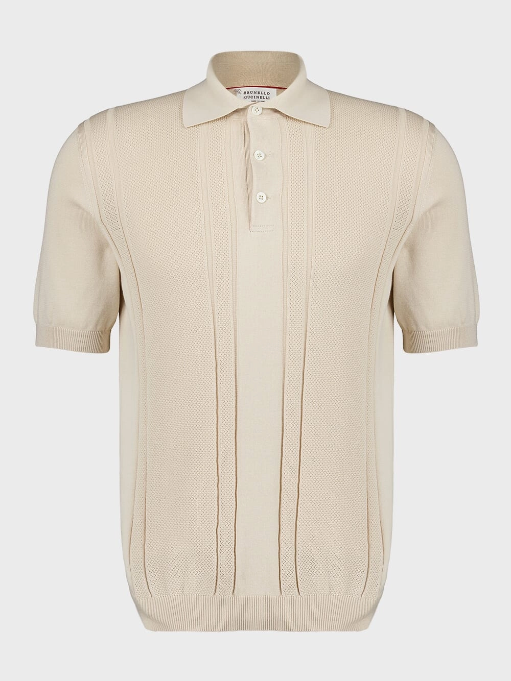 Textured Rib Knit Cotton Polo