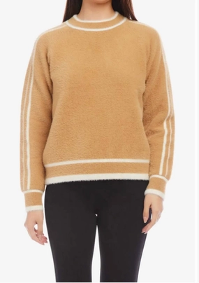 Textured Sweater In Camel Tops Womens - sheer tops clearance