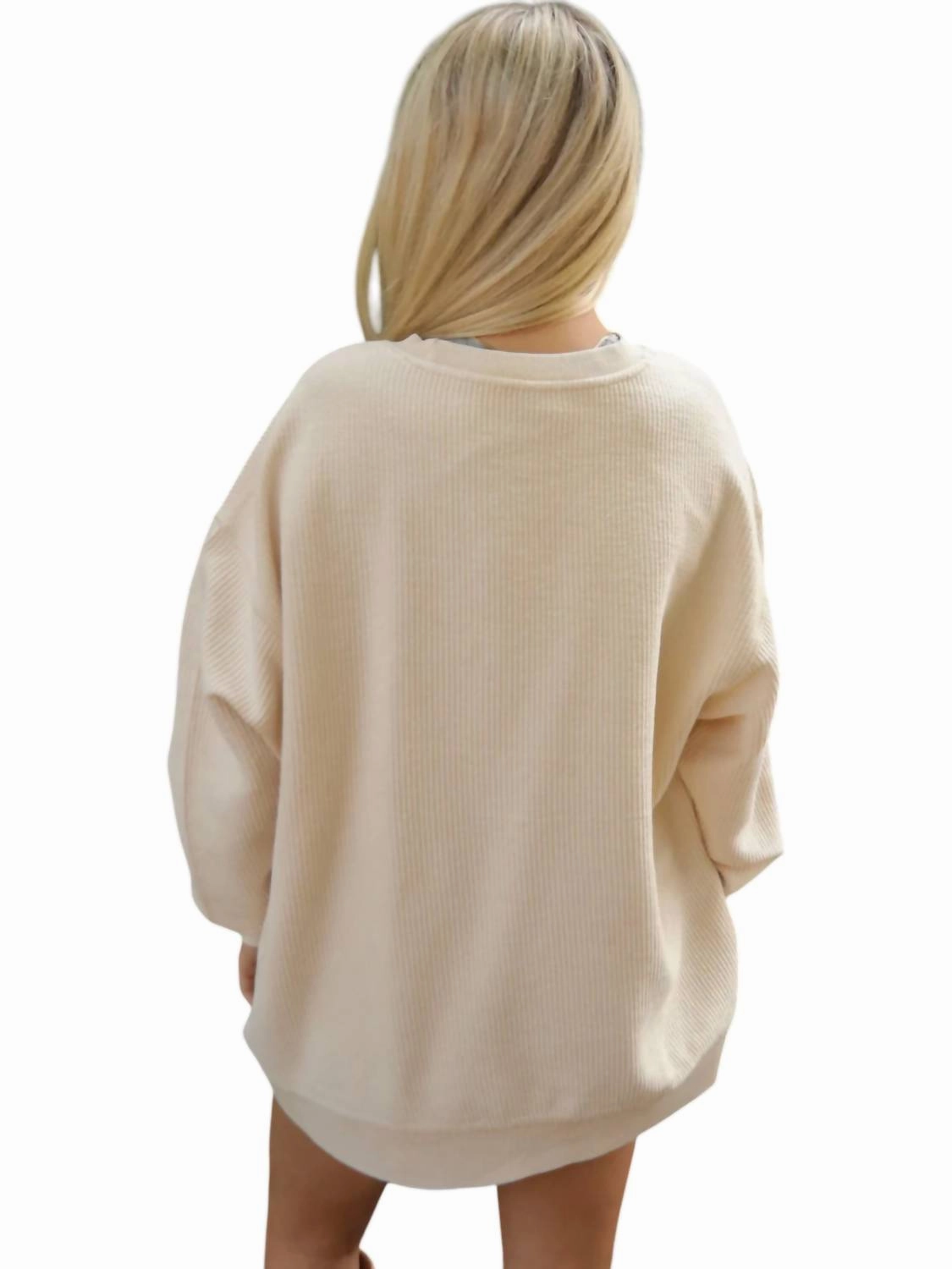 Thankful Corded Sweater In Cream