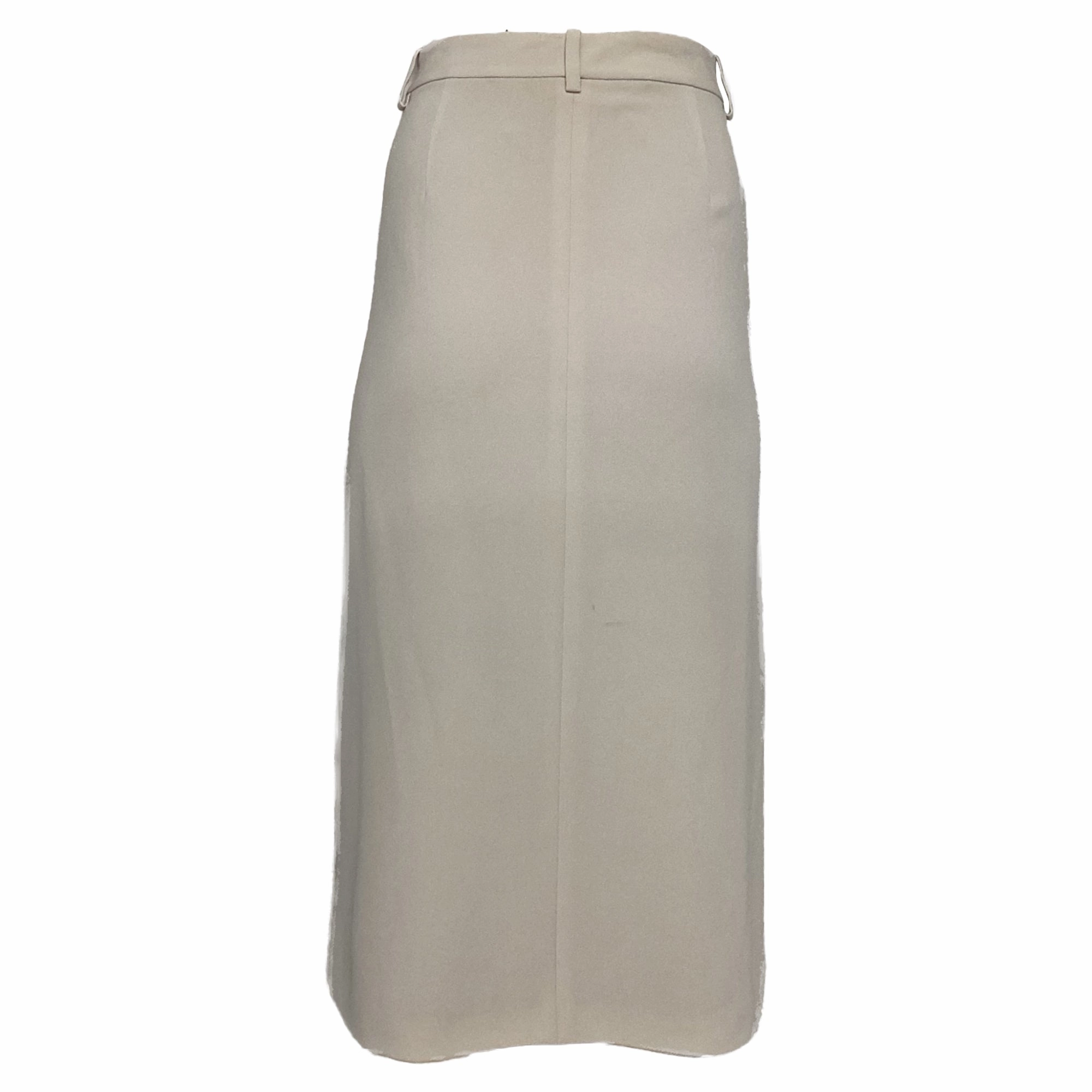Theory Front Slit Midi Skirt in Cream Triacetate