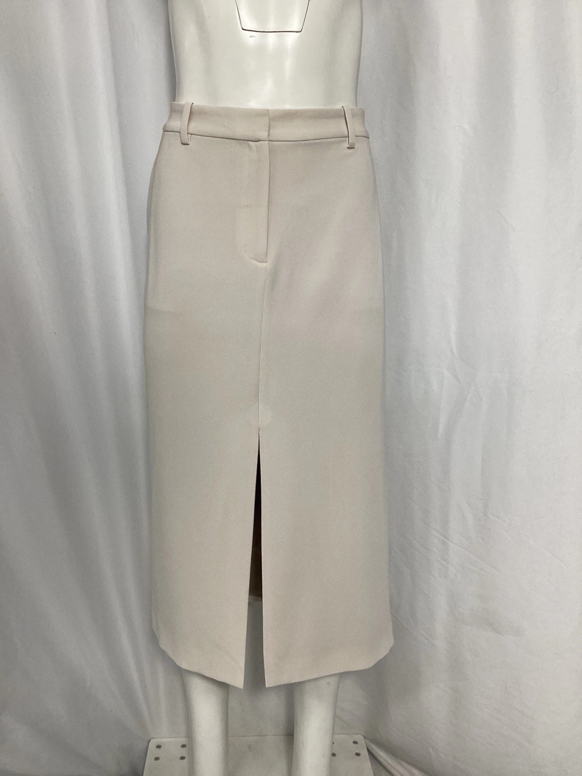 Theory Front Slit Midi Skirt in Cream Triacetate