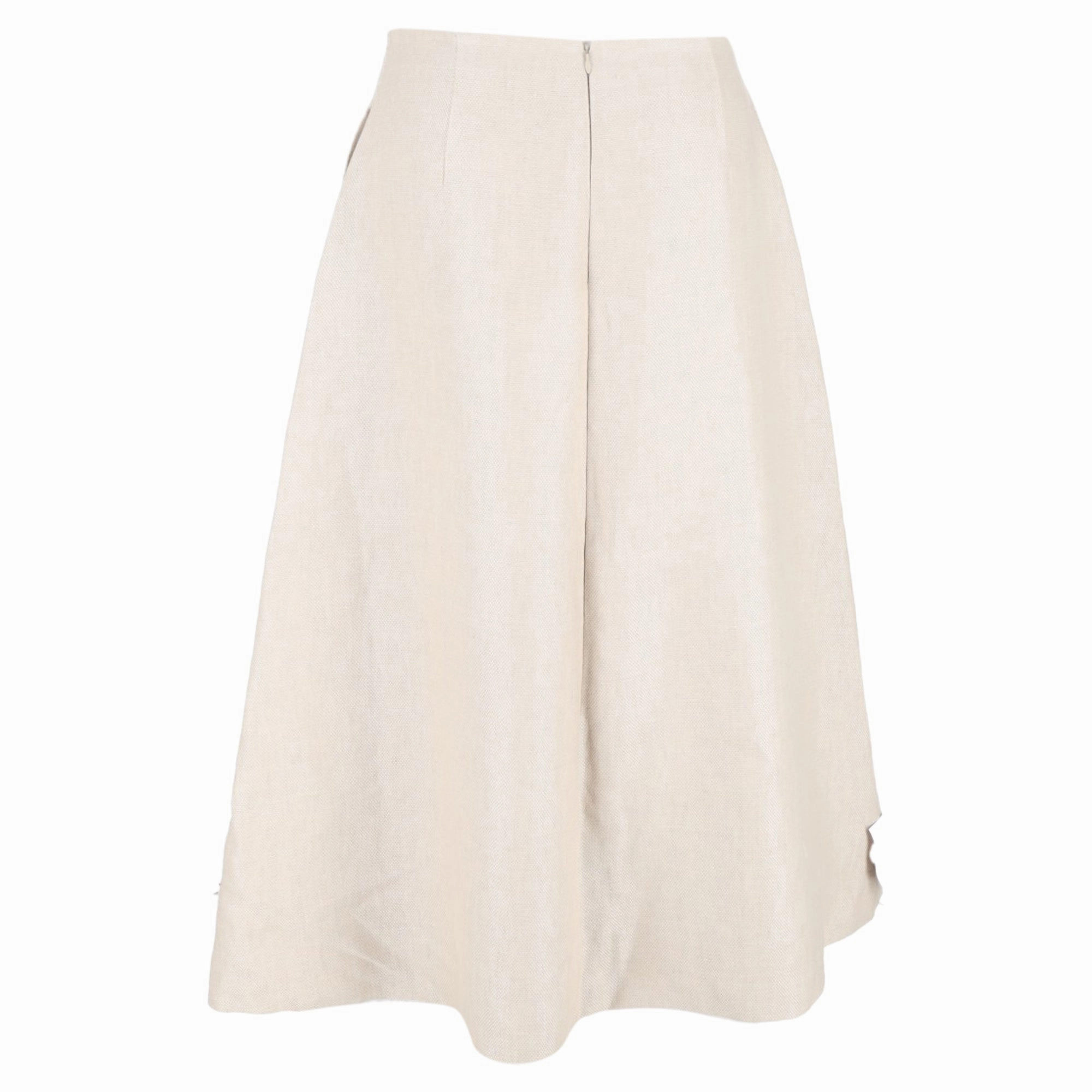 Theory Full Circle Midi Skirt in Beige Linen