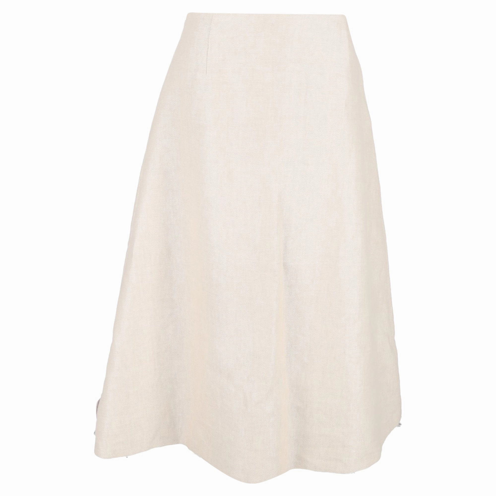 Theory Full Circle Midi Skirt in Beige Linen