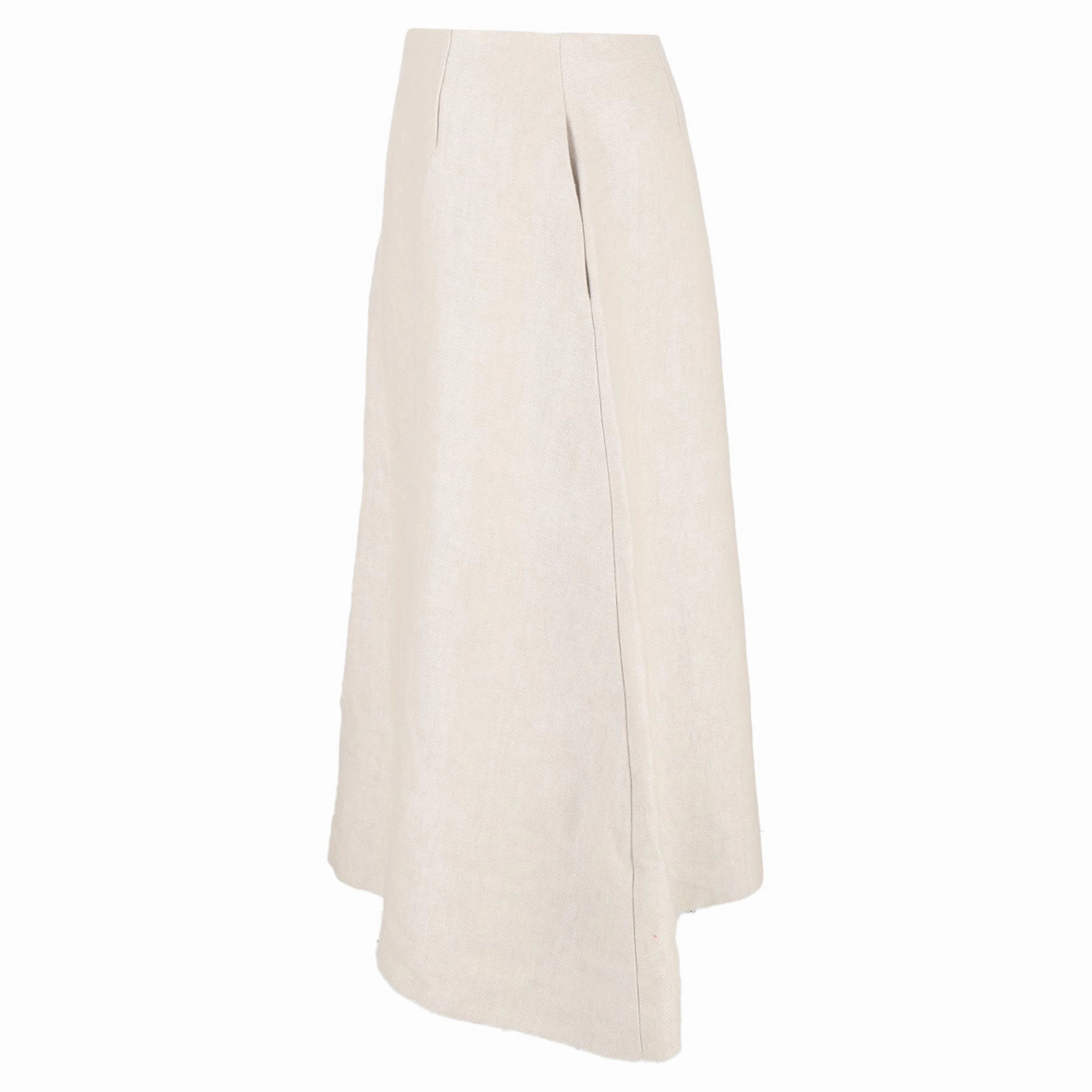 Theory Full Circle Midi Skirt in Beige Linen