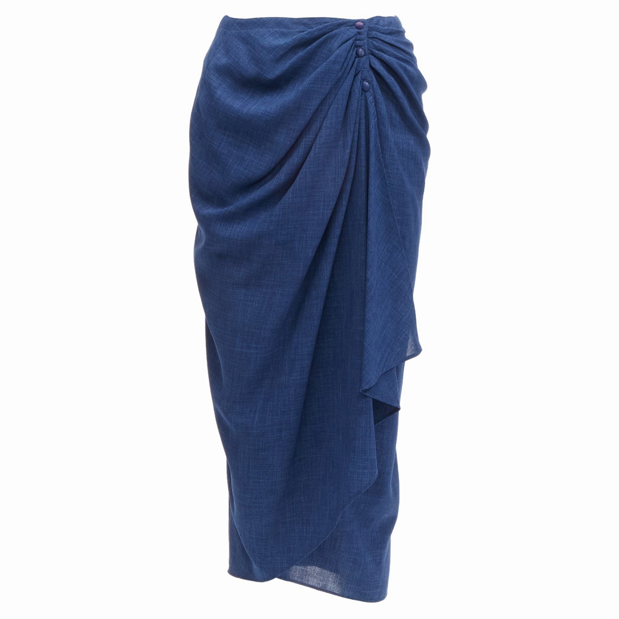 Thierry Mugler drape wrap waist button skirt