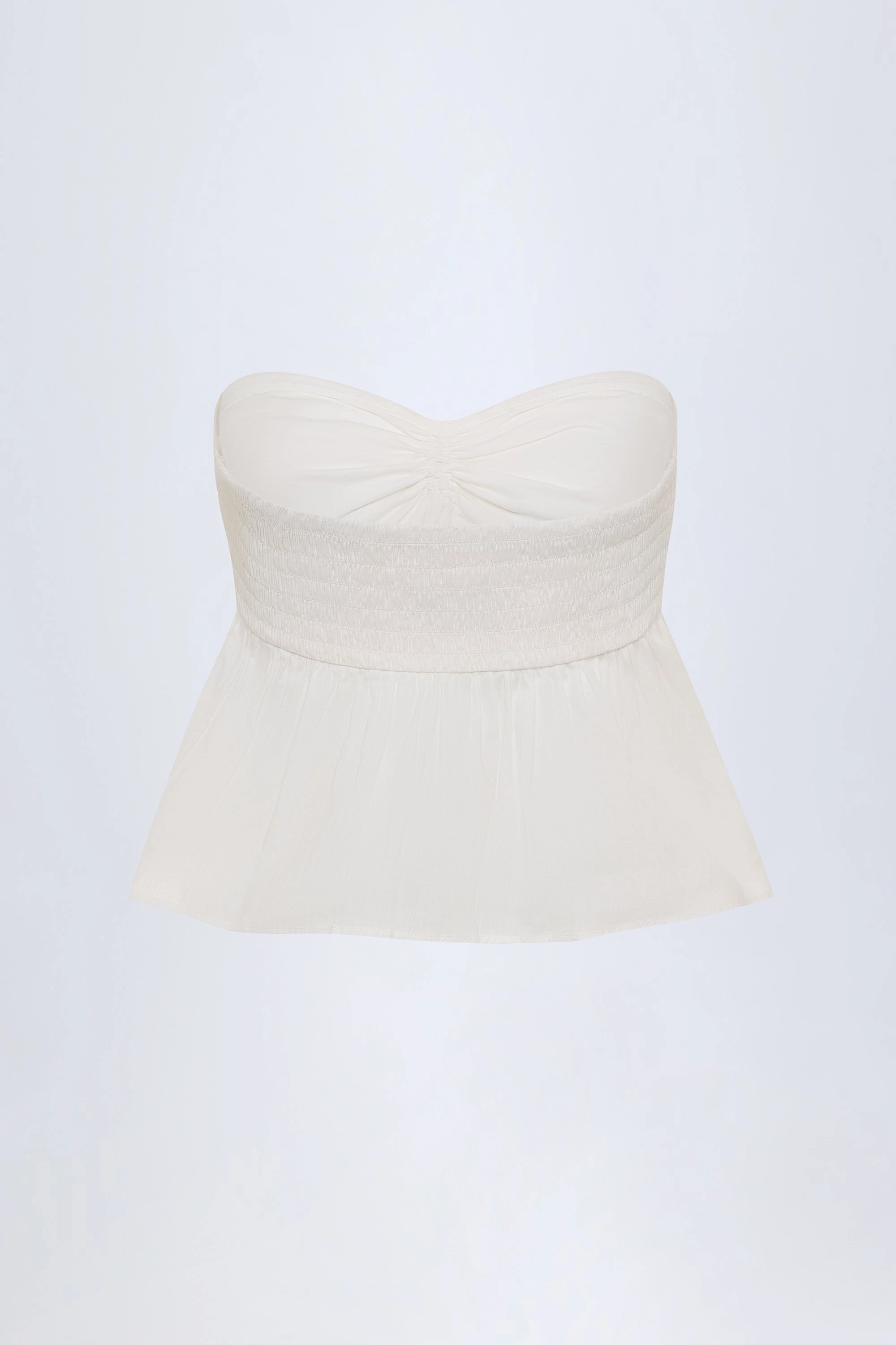Tie-Front Strapless Cotton-Poplin Crop Top in White