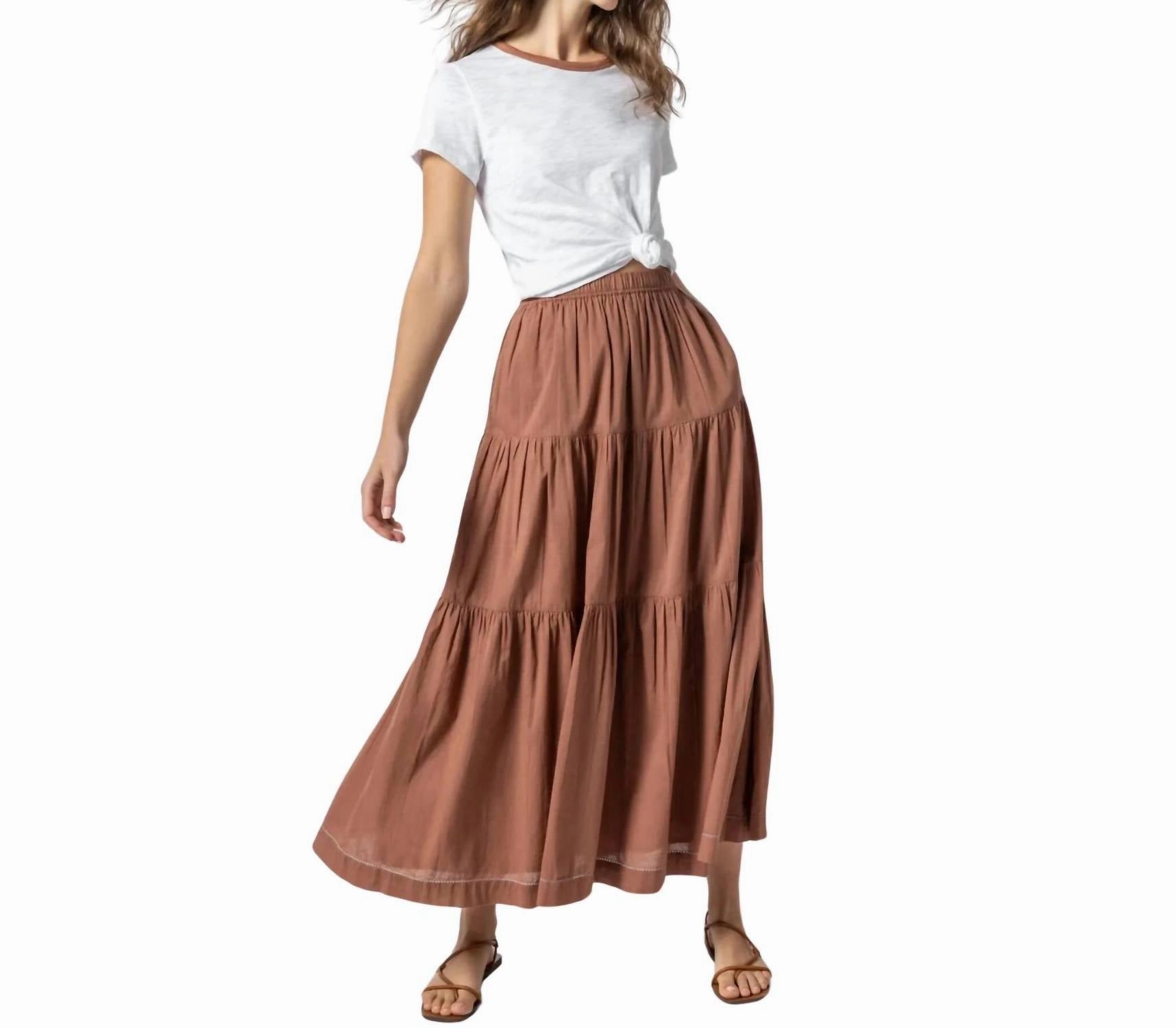 Tiered Maxi Skirt In Burnt Sienna