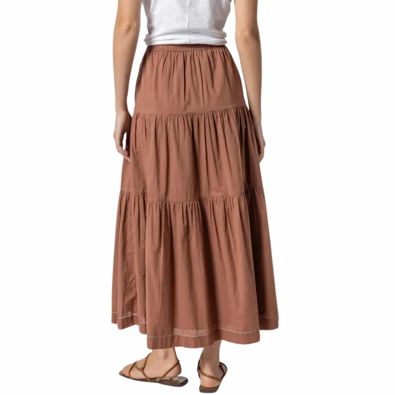 Tiered Maxi Skirt In Burnt Sienna