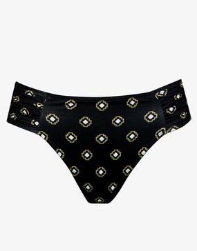 Tiles Craft Ruched Side Hipster Bikini Pant - Black Neutrals Swim Womens - beachwear discount